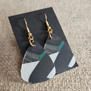 Starbucks Black, White & Green Geometric Dangle Earrings